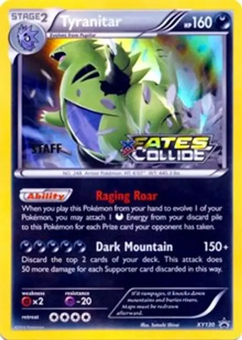 Tyranitar - XY130 (Prerelease) [Staff] card art
