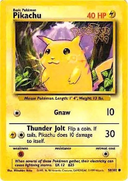 Pikachu - 58/102 (PokeTour 1999) card art