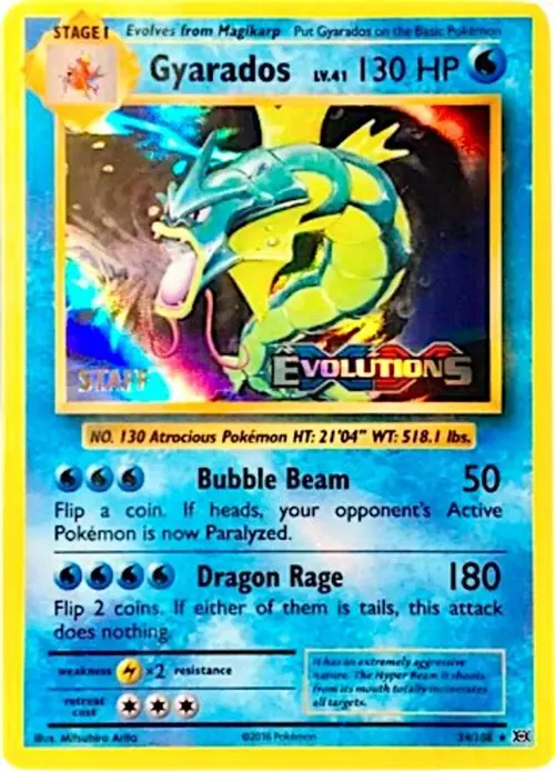 Gyarados - 34/108 (Prerelease) [Staff] card art