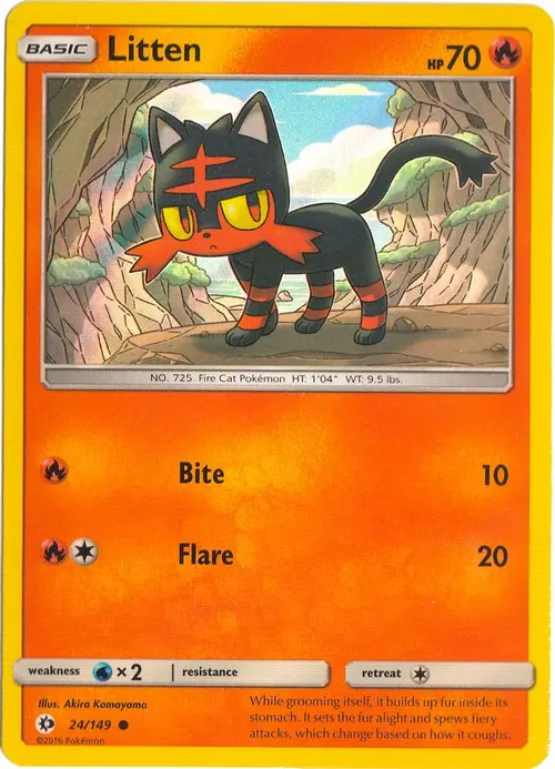 Litten - 24/149 (Water Web Holo) card art