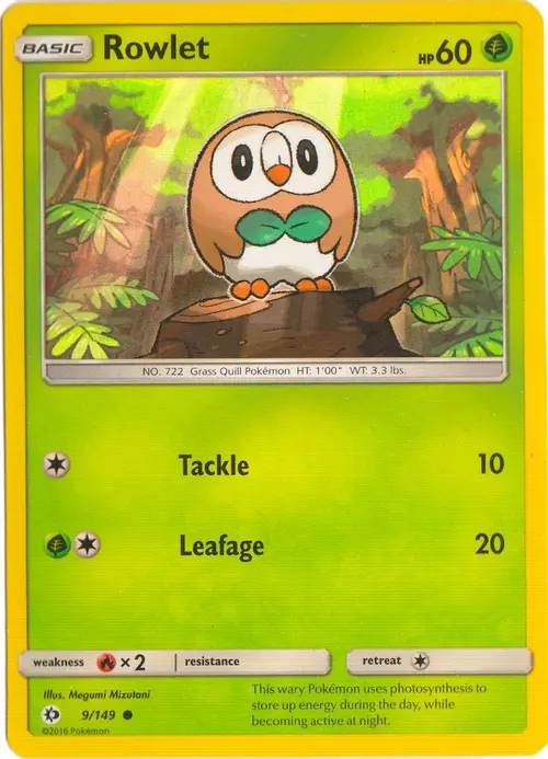 Rowlet - 9/149 (Water Web Holo) card art