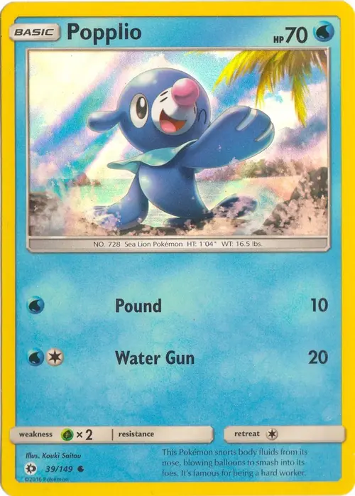 Popplio - 39/149 (Water Web Holo) card art
