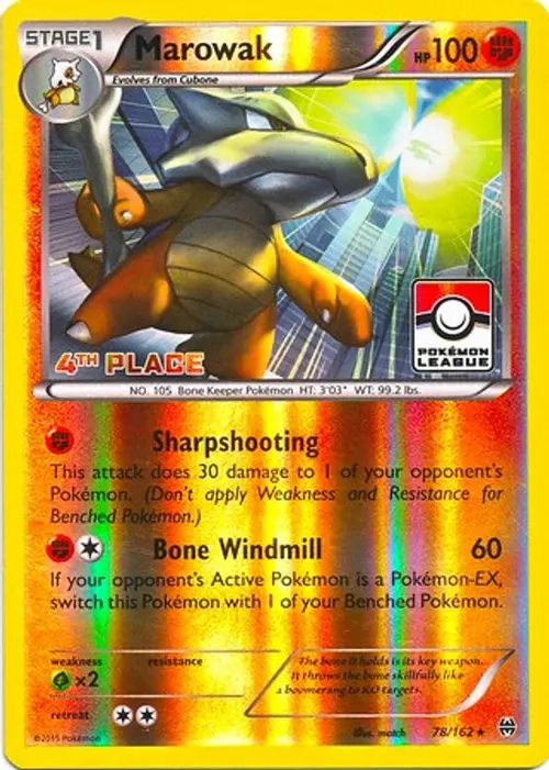 Marowak - 78/162 (Pokemon League) [4th Place] card art