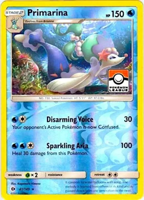 Primarina - 41/149 (Pokemon League) card art