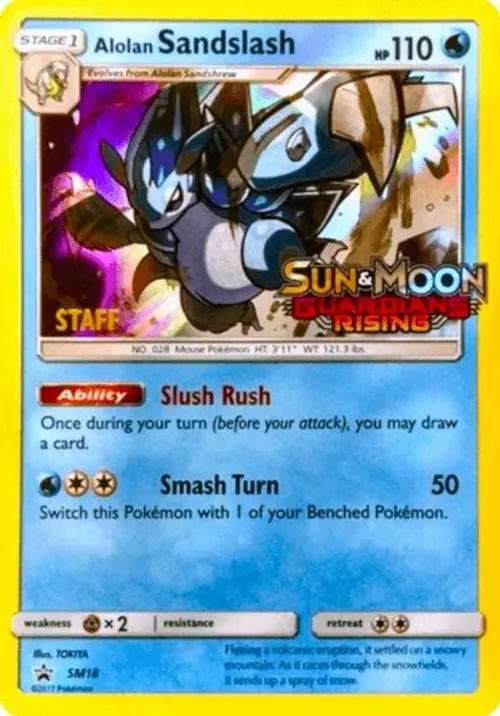 Alolan Sandslash - SM18 (Prerelease) [Staff] card art