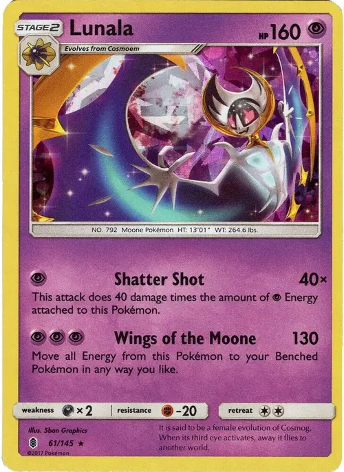 Lunala - 61/145 (Cracked Ice Holo) card art