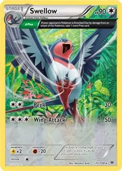 Swellow - 72/108 (XY Roaring Skies) card art