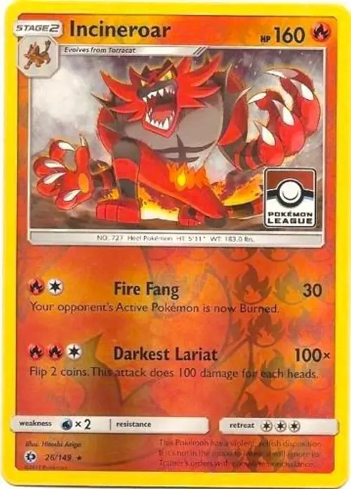 Incineroar - 26/149 (Pokemon League) card art