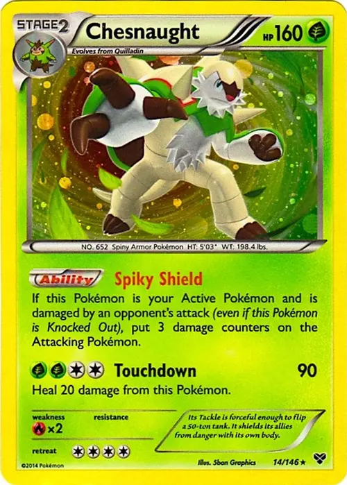 Chesnaught - 14/146 (Cosmos Holo) card art