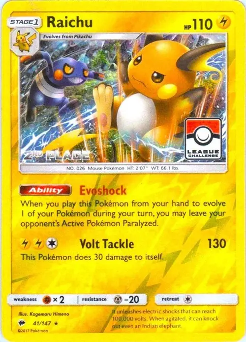 Raichu - 41/147 (League Challenge) [2nd Place] card art