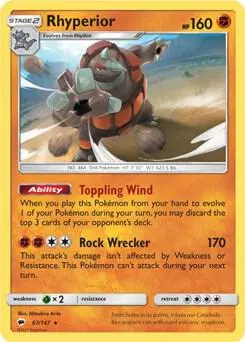 Rhyperior - 67/147 (SM Burning Shadows) card art