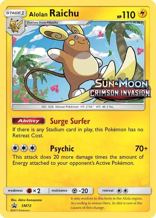 Alolan Raichu - SM72 (Prerelease) card art