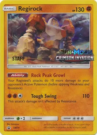 Regirock - SM74 (Prerelease) [Staff] card art