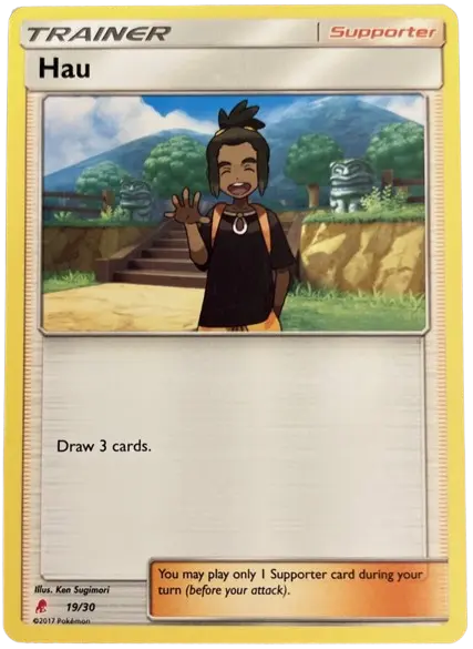 Hau (#19) (Alolan Raichu Half-Deck) card art