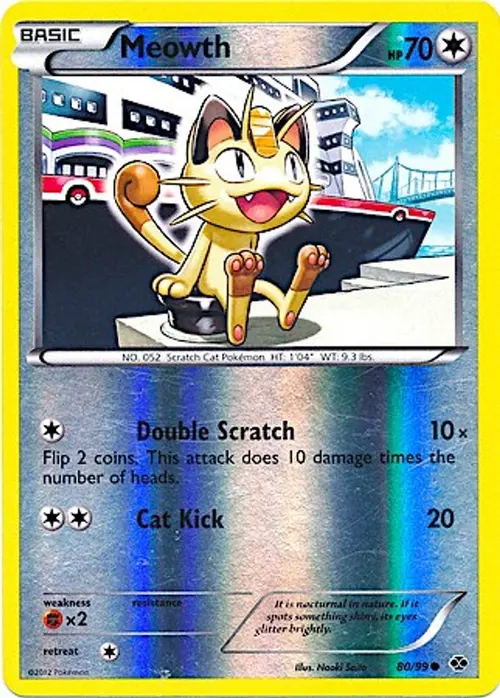 Meowth - 80/99 (Mirror Reverse Holo) card art