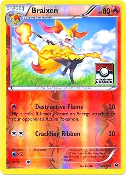 Braixen - 12/124 (Pokemon League) card art