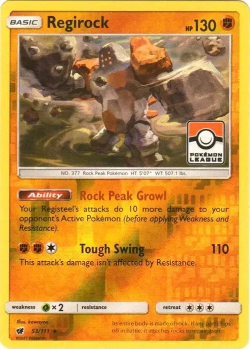 Regirock - 53/111 (Pokemon League) card art