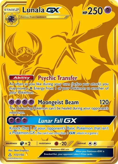 Lunala GX (Secret Rare) card art