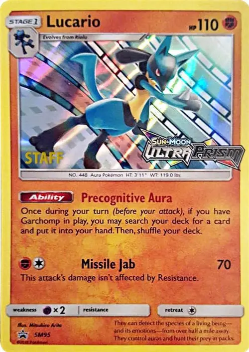 Lucario - SM95 (Prerelease) [Staff] card art