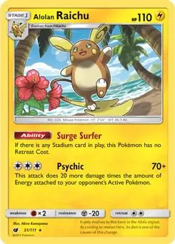 Alolan Raichu - 31/111 (SM Crimson Invasion) card art