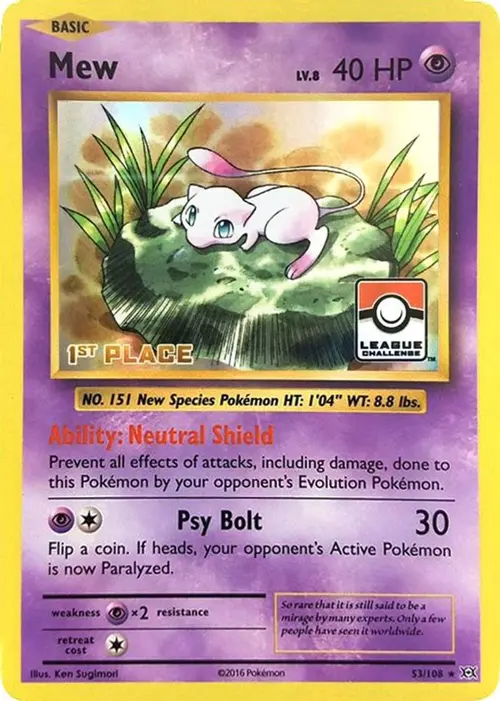 Mew - 53/108 (League Challenge) [1st Place] card art