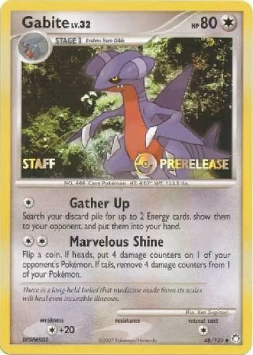 Gabite - 48/123 (Prerelease) [Staff] card art