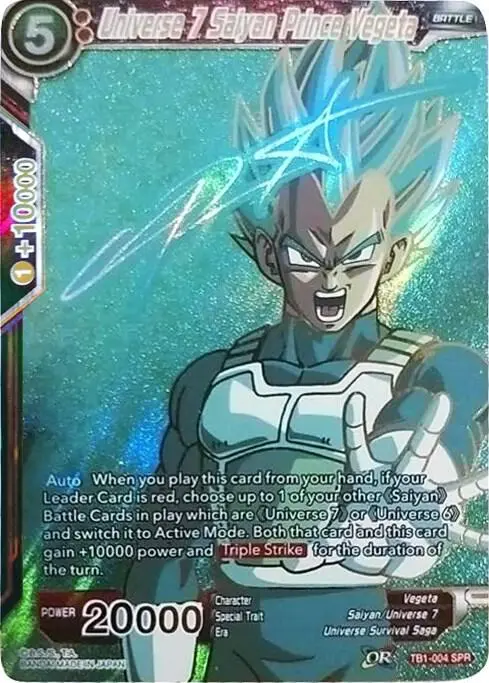 Universe 7 Saiyan Prince Vegeta (SPR) card art
