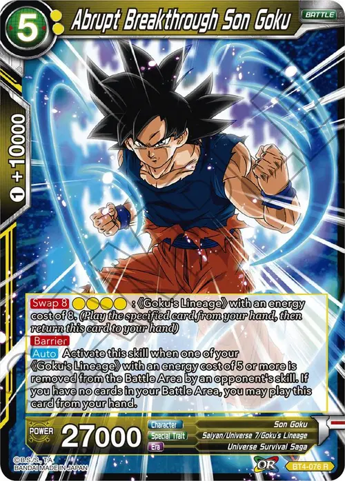 Abrupt Breakthrough Son Goku card art