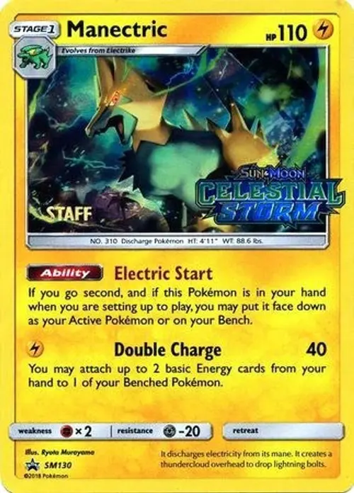 Manectric - SM130 (Prerelease) [Staff] card art