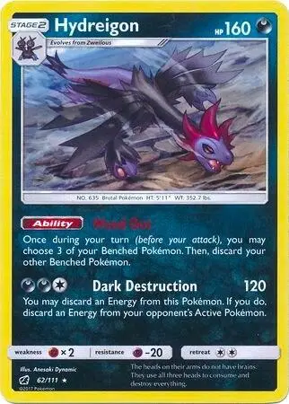 Hydreigon - 62/111 (Cracked Ice Holo) card art