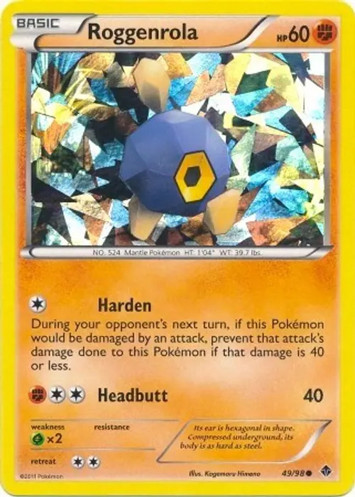 Roggenrola - 49/98 (Cracked Ice Holo) card art