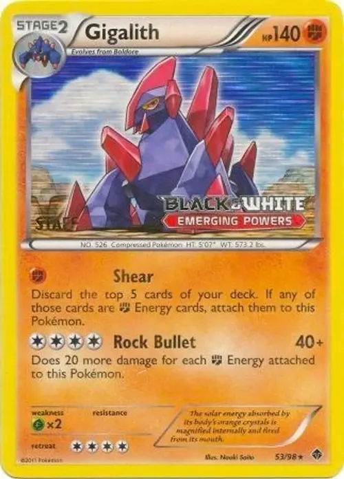 Gigalith 53/98 (Prerelease) [Staff] card art