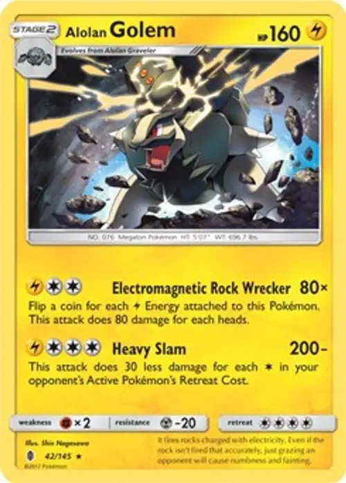 Alolan Golem - 42/145 (Cosmos Holo) card art