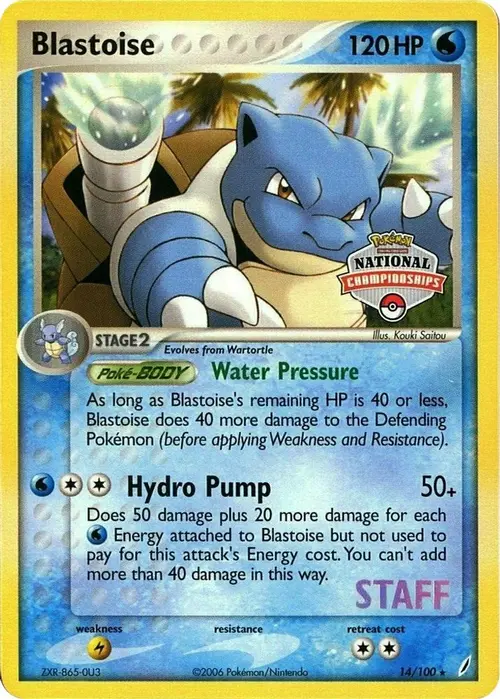 Blastoise - 14/100 (National Championships) [Staff] card art
