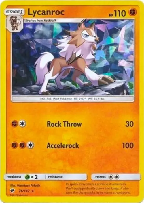 Lycanroc - 76/147 (Cracked Ice Holo) card art
