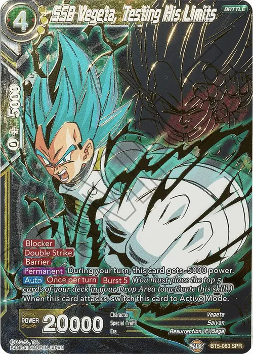 SSB Vegeta, Testing His Limits (SPR) card art