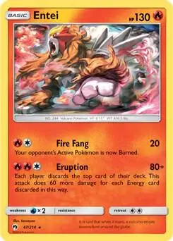Entei - 47/214 (SM Lost Thunder) card art