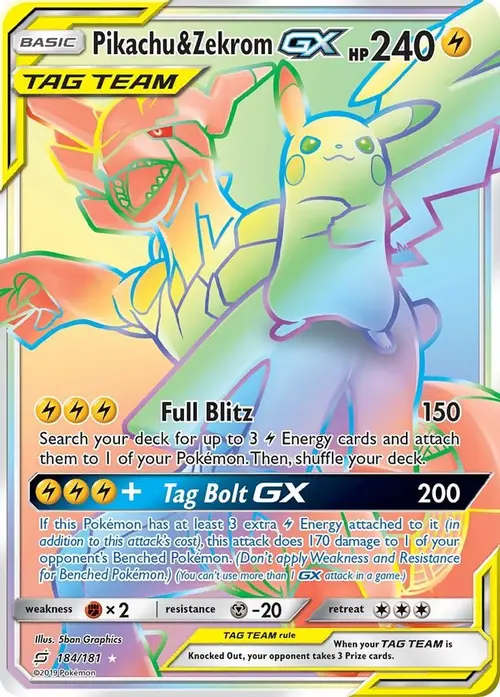 Pikachu & Zekrom GX (Secret) card art