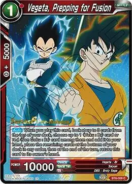 Vegeta, Prepping for Fusion card art