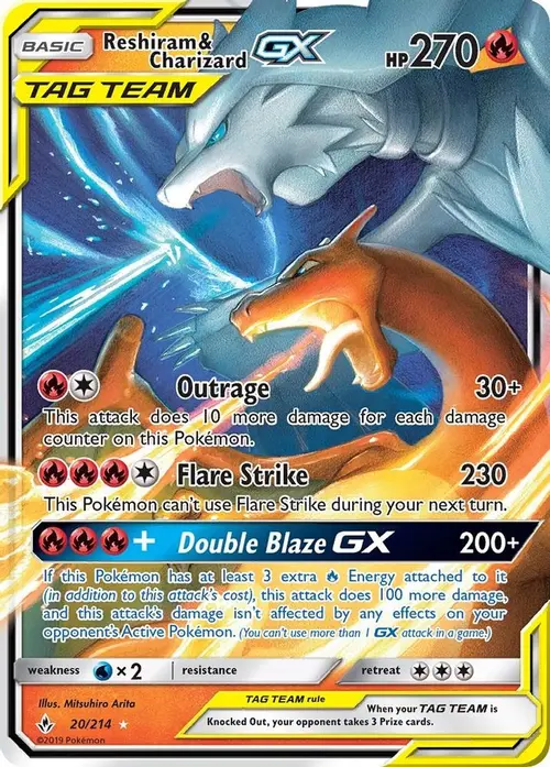 Reshiram & Charizard GX card art