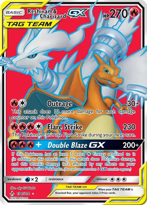Reshiram & Charizard GX (Full Art) card art
