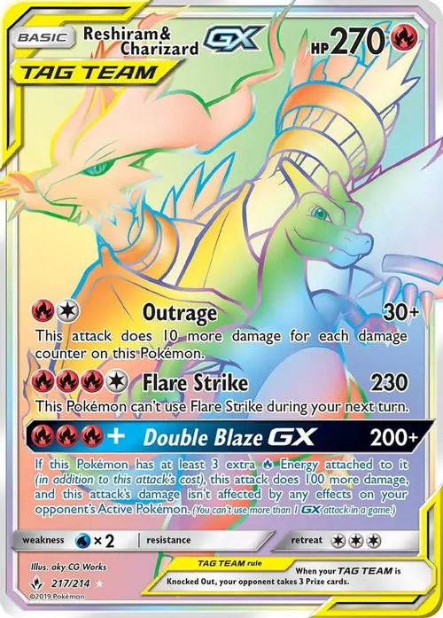 Reshiram & Charizard GX (Secret) card art