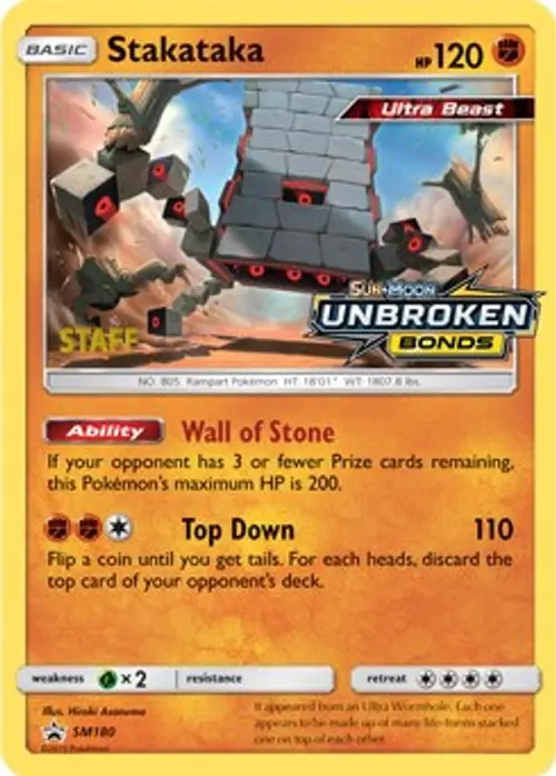Stakataka - SM180 (Prerelease) [Staff] card art