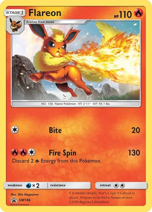 Flareon - SM186 (Let's Play, Eevee!) card art