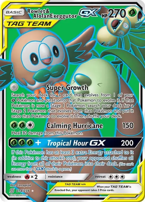 Rowlet & Alolan Exeggutor GX (Full Art) card art