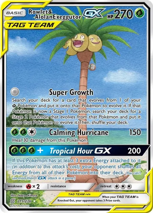 Rowlet & Alolan Exeggutor GX (Alternate Full Art) card art