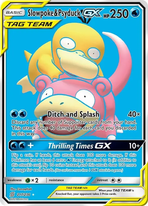 Slowpoke & Psyduck GX (Full Art) card art