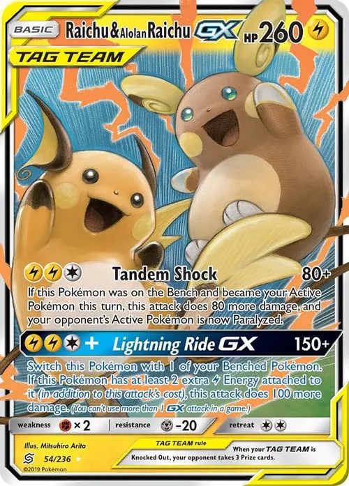 Raichu & Alolan Raichu GX card art