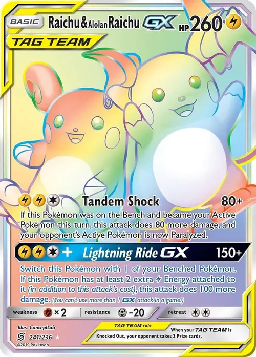 Raichu & Alolan Raichu GX (Secret) card art
