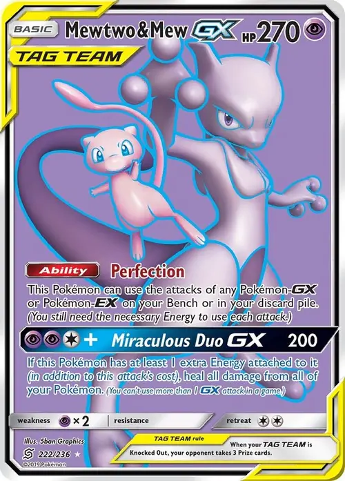 Mewtwo & Mew GX (Full Art) card art
